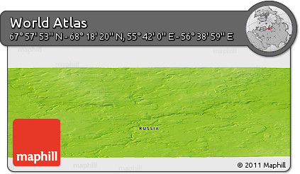 Physical Panoramic Map of the Area around 68° 8' 7" N, 56° 10' 29" E