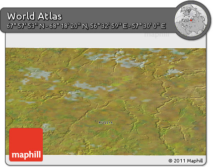 Satellite 3D Map of the Area around 68° 8' 7" N, 57° 1' 29" E