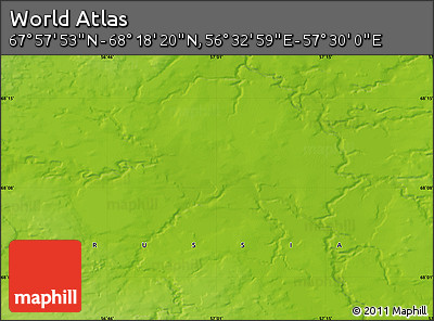 Physical Map of the Area around 68° 8' 7" N, 57° 1' 29" E