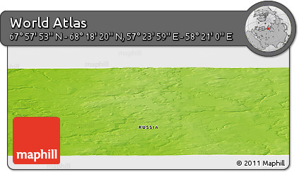 Physical Panoramic Map of the Area around 68° 8' 7" N, 57° 52' 30" E