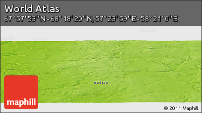 Physical Panoramic Map of the Area around 68° 8' 7" N, 57° 52' 30" E