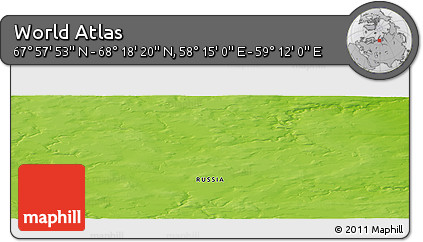 Physical Panoramic Map of the Area around 68° 8' 7" N, 58° 43' 30" E