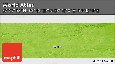 Physical Panoramic Map of the Area around 68° 8' 7" N, 58° 43' 30" E