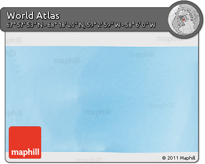Physical 3D Map of the Area around 68° 8' 7" N, 58° 34' 30" W