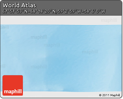 Physical 3D Map of the Area around 68° 8' 7" N, 58° 34' 30" W