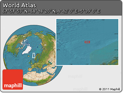 Satellite Location Map of the Area around 68° 8' 7" N, 5° 10' 30" E