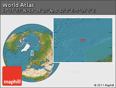 Satellite Location Map of the Area around 68° 8' 7" N, 5° 10' 30" E