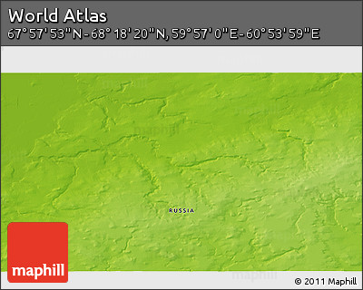 Physical 3D Map of the Area around 68° 8' 7" N, 60° 25' 29" E