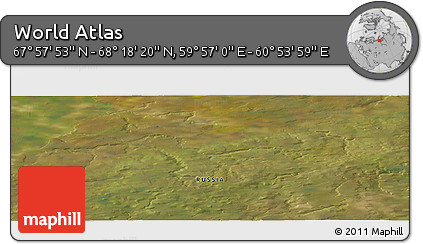 Satellite Panoramic Map of the Area around 68° 8' 7" N, 60° 25' 29" E