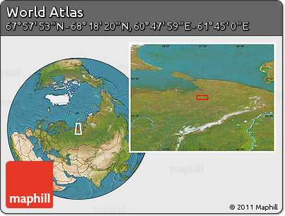 Satellite Location Map of the Area around 68° 8' 7" N, 61° 16' 29" E
