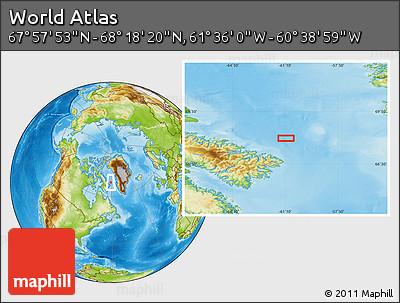 Physical Location Map of the Area around 68° 8' 7" N, 61° 7' 30" W
