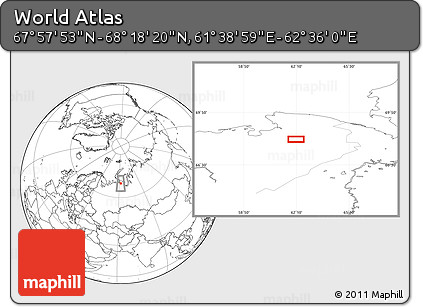 Blank Location Map of the Area around 68° 8' 7" N, 62° 7' 30" E