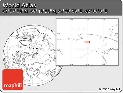 Blank Location Map of the Area around 68° 8' 7" N, 62° 7' 30" E