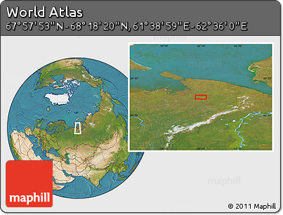 Satellite Location Map of the Area around 68° 8' 7" N, 62° 7' 30" E
