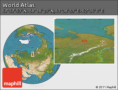 Satellite Location Map of the Area around 68° 8' 7" N, 62° 7' 30" E