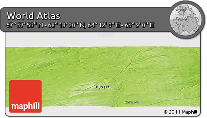 Physical Panoramic Map of the Area around 68° 8' 7" N, 64° 40' 30" E