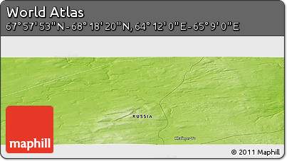 Physical Panoramic Map of the Area around 68° 8' 7" N, 64° 40' 30" E