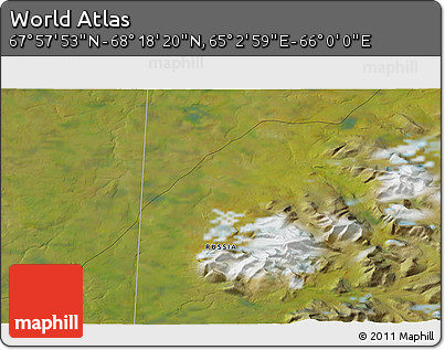Satellite 3D Map of the Area around 68° 8' 7" N, 65° 31' 30" E