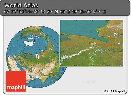Satellite Location Map of the Area around 68° 8' 7" N, 65° 31' 30" E