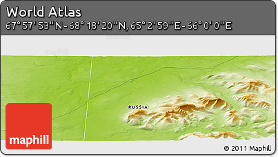Physical Panoramic Map of the Area around 68° 8' 7" N, 65° 31' 30" E