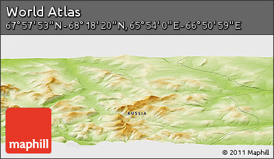 Physical Panoramic Map of the Area around 68° 8' 7" N, 66° 22' 30" E