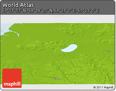 Physical 3D Map of the Area around 68° 8' 7" N, 68° 55' 30" E