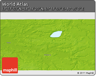 Physical 3D Map of the Area around 68° 8' 7" N, 69° 46' 30" E