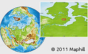 Physical Location Map of the area around 68° 8' 7" N, 71° 28' 29" E