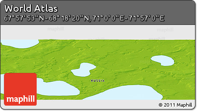 Physical Panoramic Map of the Area around 68° 8' 7" N, 71° 28' 29" E