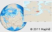 Shaded Relief Location Map of the area around 68° 8' 7" N, 72° 19' 29" E