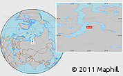Gray Location Map of the area around 68° 8' 7" N, 74° 52' 30" E