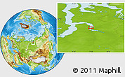 Physical Location Map of the area around 68° 8' 7" N, 77° 25' 30" E