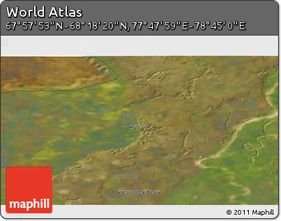 Satellite 3D Map of the Area around 68° 8' 7" N, 78° 16' 30" E