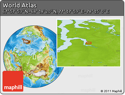 Physical Location Map of the Area around 68° 8' 7" N, 78° 16' 30" E