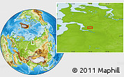 Physical Location Map of the area around 68° 8' 7" N, 79° 7' 30" E
