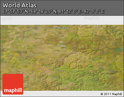 Satellite 3D Map of the Area around 68° 8' 7" N, 81° 40' 30" E