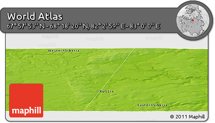 Physical Panoramic Map of the Area around 68° 8' 7" N, 82° 31' 30" E