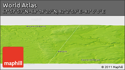 Physical Panoramic Map of the Area around 68° 8' 7" N, 82° 31' 30" E