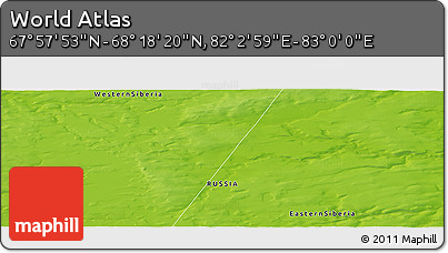 Physical Panoramic Map of the Area around 68° 8' 7" N, 82° 31' 30" E