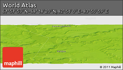 Physical Panoramic Map of the Area around 68° 8' 7" N, 83° 22' 30" E