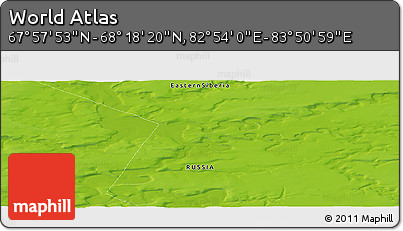 Physical Panoramic Map of the Area around 68° 8' 7" N, 83° 22' 30" E
