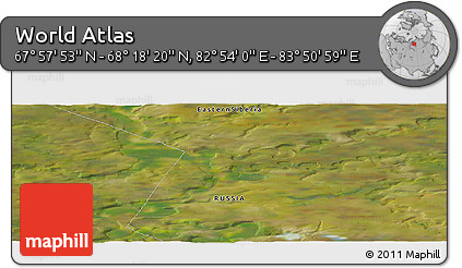 Satellite Panoramic Map of the Area around 68° 8' 7" N, 83° 22' 30" E
