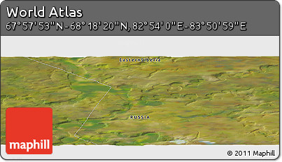 Satellite Panoramic Map of the Area around 68° 8' 7" N, 83° 22' 30" E