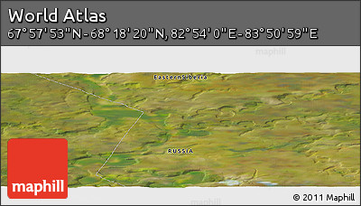 Satellite Panoramic Map of the Area around 68° 8' 7" N, 83° 22' 30" E