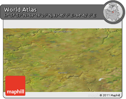 Satellite 3D Map of the Area around 68° 8' 7" N, 84° 13' 29" E