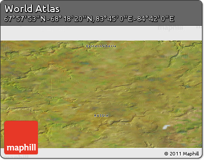 Satellite 3D Map of the Area around 68° 8' 7" N, 84° 13' 29" E