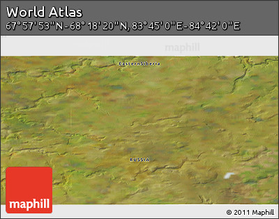 Satellite 3D Map of the Area around 68° 8' 7" N, 84° 13' 29" E