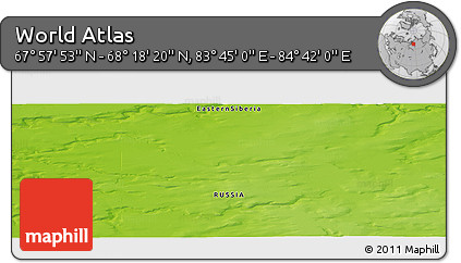 Physical Panoramic Map of the Area around 68° 8' 7" N, 84° 13' 29" E