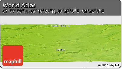 Physical Panoramic Map of the Area around 68° 8' 7" N, 84° 13' 29" E