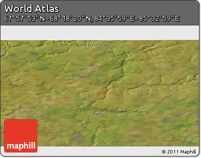 Satellite 3D Map of the Area around 68° 8' 7" N, 85° 4' 29" E